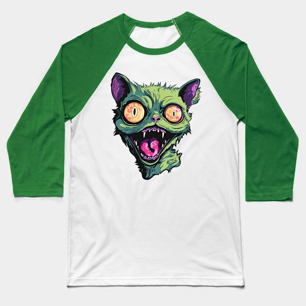 Zombie Cat Baseball T-Shirt by ForAnyoneWhoCares